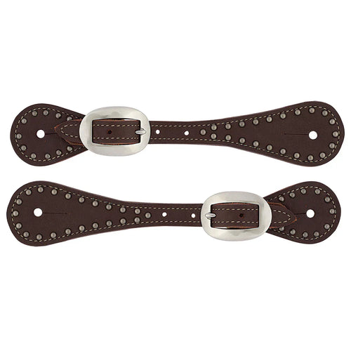 Weaver Youth Oiled Harness Leather Spur Straps with Spots