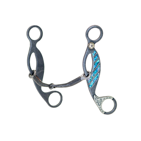 Cowboy Tack Turquoise Smooth Snaffle Gag Bit (5-1/8″ Dark Grey Steel)